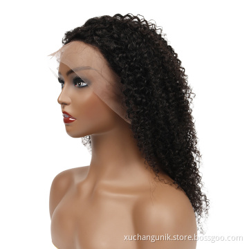 Uniky Hot Selling 8~36 inch 150% Density Human Hair wig Lace Front Indian Hair Natural Color Wigs with Kinky Curly Wave